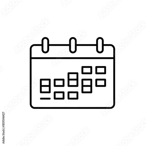 Simple calendar icon, line art, planning and scheduling concept