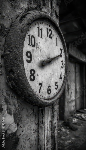 Wallpaper Mural A haunting image of an antique clock face, clinging to weathered plaster, hints at time's relentless march and the poignancy of decay. Torontodigital.ca