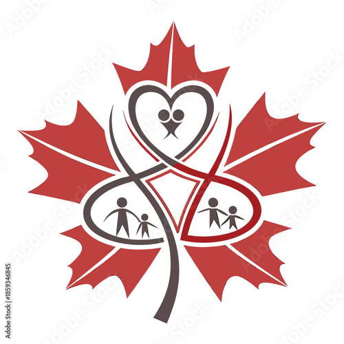 Maple Leaf Made of Hearts for Canadian Family Day