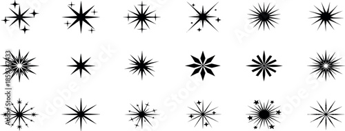Collection of various starburst graphics on a white background