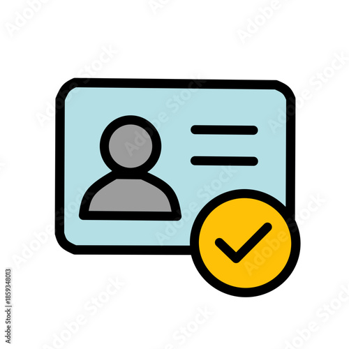 Verified User ID Card Color Icon Flat Vector