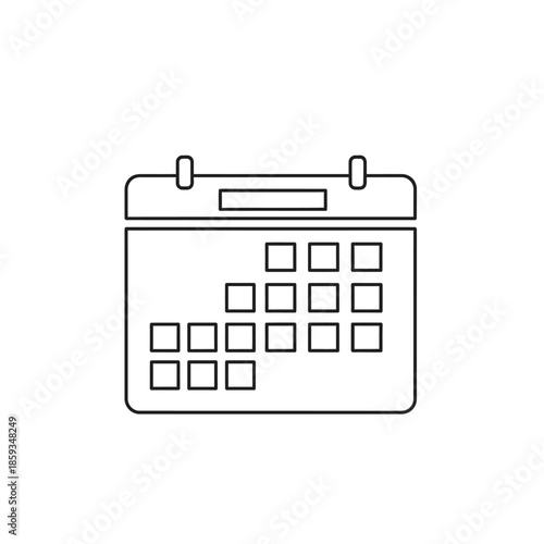 Simple Line Art Calendar Icon Isolated on White Background