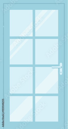 Flat Style Detailed Door with Glass Panels Illustration for Interior Design