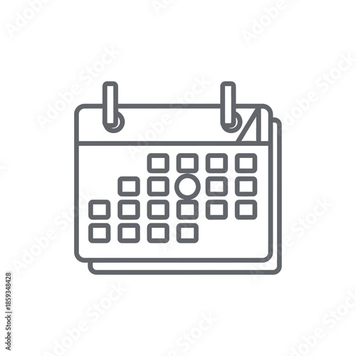 Simple line art icon of a calendar with circled date