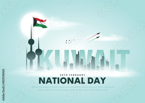 25th February happy national kuwait day vector background design.