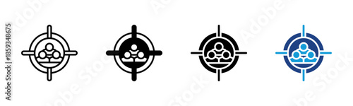 Target Audience icon set multiple style collection