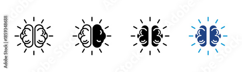 Brain icon set multiple style collection