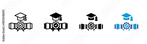 Scholarship icon set multiple style collection
