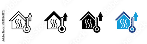 Heating icon set multiple style collection