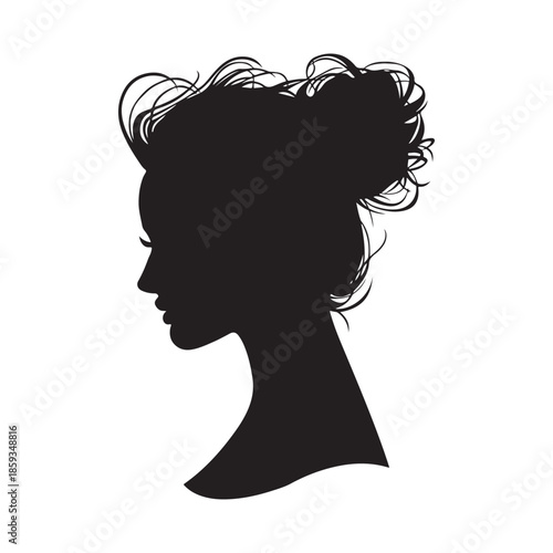 Elegant Woman Profile Silhouette with Messy Updo