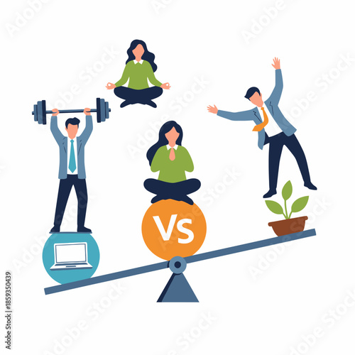 Achieve Work Life Balance Visualize Wellness vs Business Success Productivity and Growth