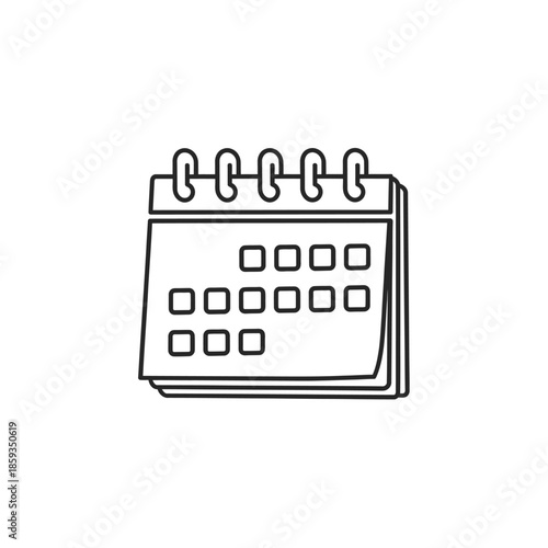 Simple line drawing of a desk calendar with spiral binding
