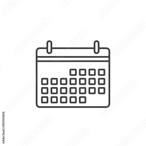 Simple line icon of a calendar on a white background