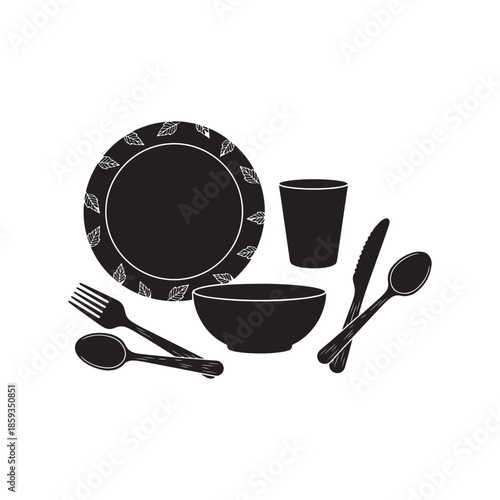 Contemporary Dining Place Setting with Cutlery and Glassware