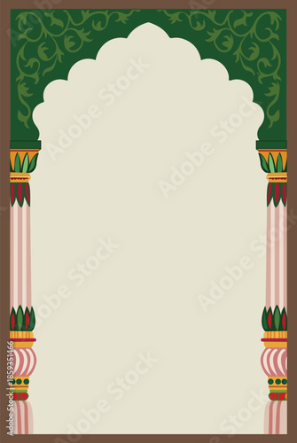 Traditional Mughal wallpaper with flower wall design. Abstract Indian floral design, Persian carpet, tribal texture, Vector.