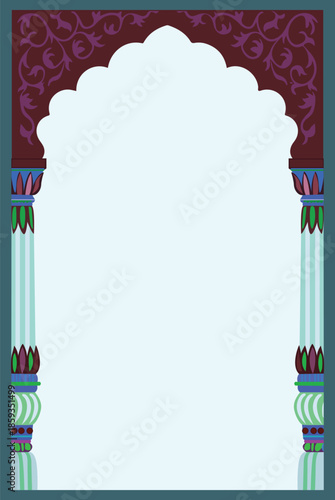 Traditional Mughal wallpaper with flower wall design. Abstract Indian floral design, Persian carpet, tribal texture, Vector.