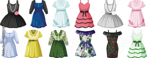 set of colorful clothes