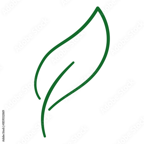 Simple curved leaf outline single main vein minimalist line art graphic