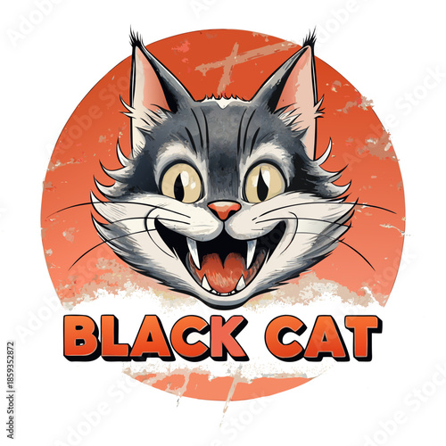 logo con gatto nero stile cartoon 02
