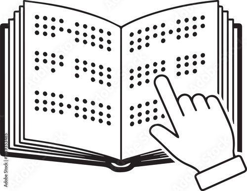 Hand reading Braille book icon. Vector graphic for accessibility and education. isolated PNG with Transparent Background