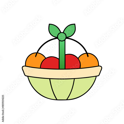 vector illustration of a basket of fruit