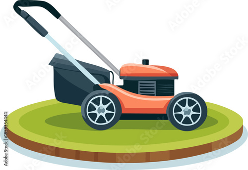 İzole edilmiş çim biçme makinası çim biçiyor 