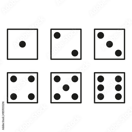 Dice Outline Six Sides Simple Gaming Set