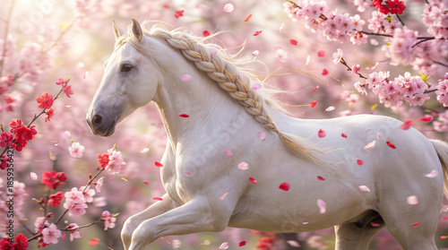 White Unicorn Horse with Ch...