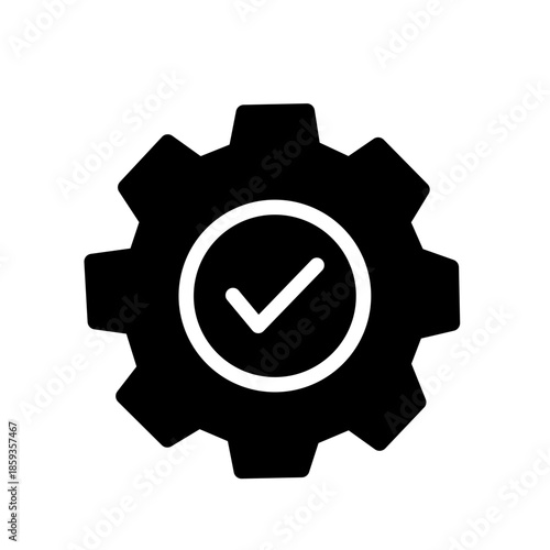 Verified Settings Gear Solid Icon Vector