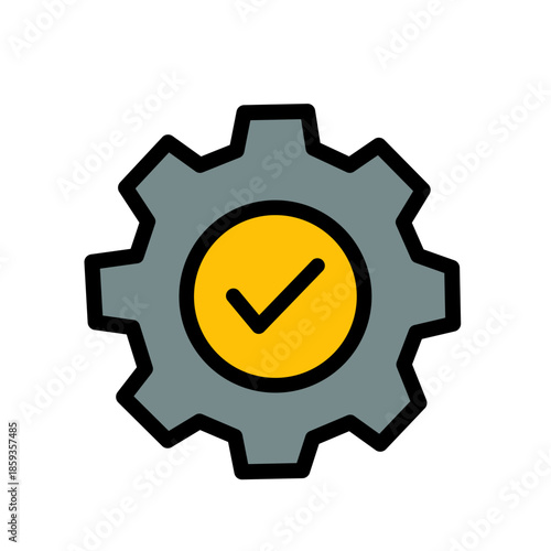 Verified Settings Gear Color Icon Flat Vector