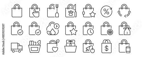 Ecommerce icons set for online shopping and retail business