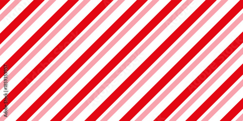 Candy cane Christmas background, peppermint diagonal stripes print seamless pattern