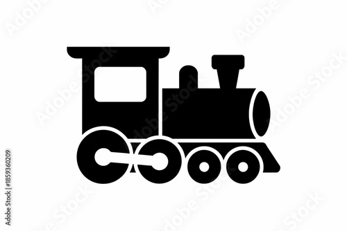 Black and white train engine icon illustration design element