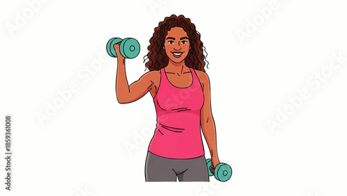 Fit Woman Exercising with Dumbbells for Stronger Arms and a Healthy Lifestyle overlay