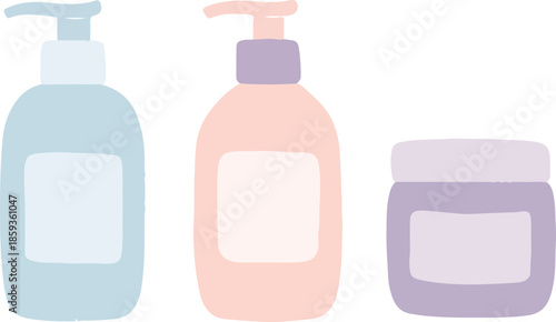 Personal Care and Hand Soap Bottles Illustration Set