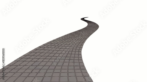 Curving Paved Pathway Leading Into Distance on White Background overlay