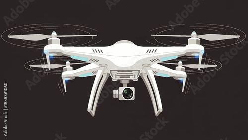 Modern Quadcopter Drone with Camera for Aerial Photography and Videography Technology overlay