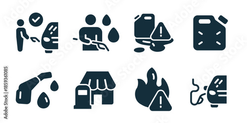 Utility and resources excellent icon collection. Location fuel, gas station, financial growth, welding service, secure transaction, water control, hazard fuel, fuel container icons