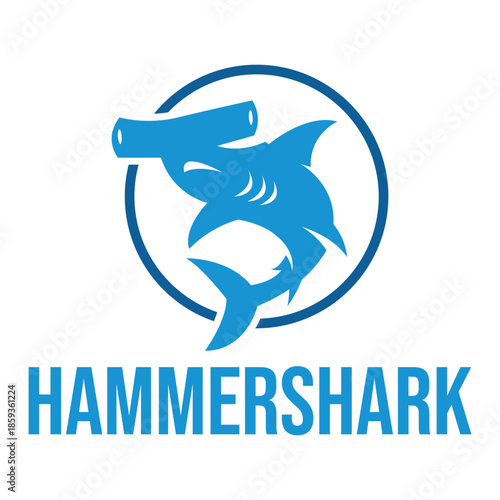 hammerhead shark flat minimalist logo design