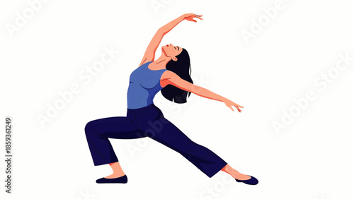 Graceful Woman Performing Elegant Dance Pose Expression of Movement and Artistry overlay