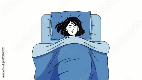 Peaceful Sleep Woman Resting Comfortably in Cozy Bed overlay