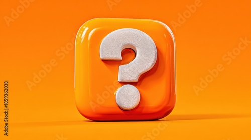 Bright orange background featuring a large 3D question mark symbolizing curiosity and inquiry