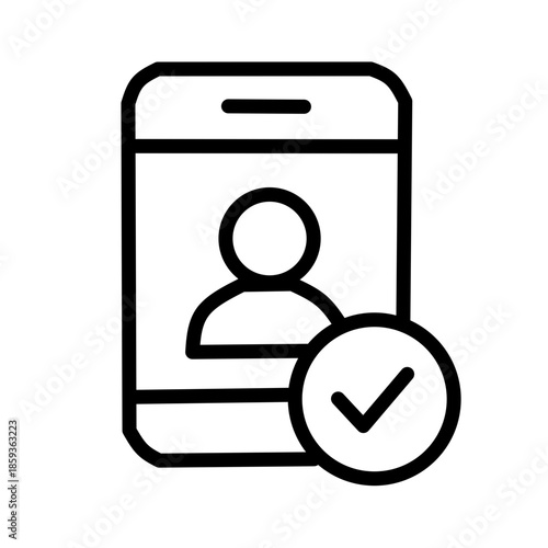 Mobile User Verified Outline Icon Line Vector