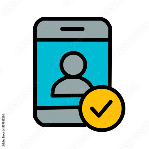 Mobile User Verified Color Icon Flat Vector