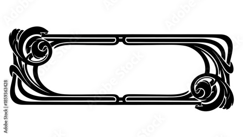 Black ornate rectangular frame with swirls.