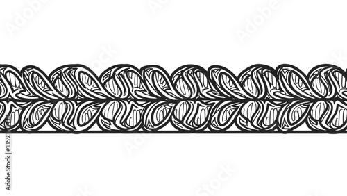 Black and White Braided Rope Illustration.