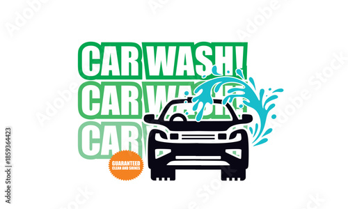 car wash service image logo, silhouette of best poster for car washing vector illustrations