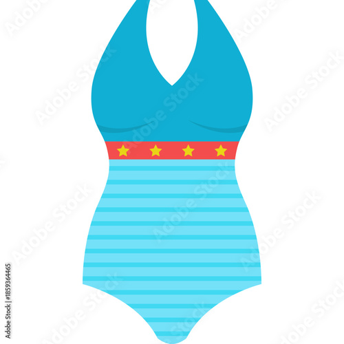 Beach Dress Icon, Flat Style Summer & Vacation Outfit Illustration