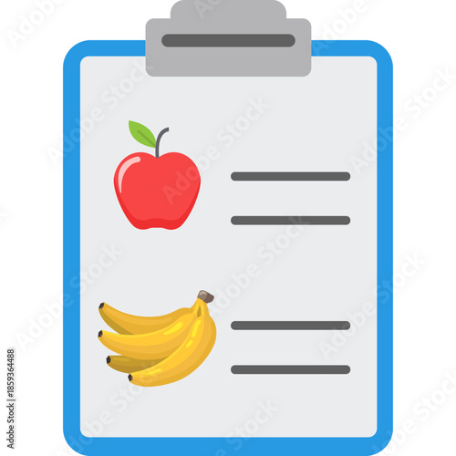 Diet Chart Icon, Flat Style Nutrition & Healthy Eating Illustration