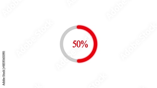 Glowing red Circular Loading Animation on white Background.